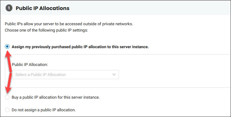 Public IP allocations step when deploying a Netris Controller. 