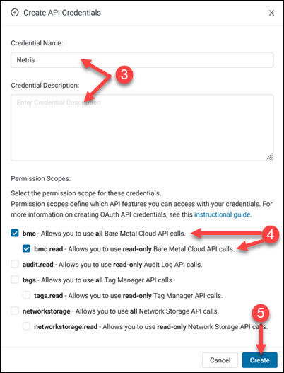 Creating API credentials for Netris