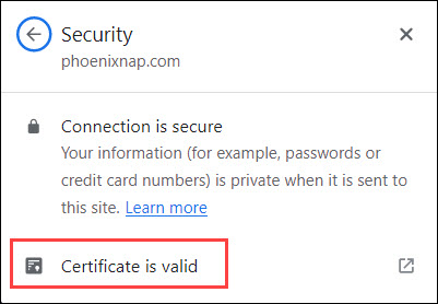 SSL certificate is valid