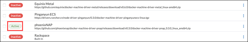 The active node driver in Rancher.