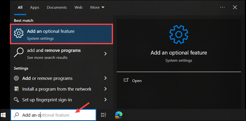 Add an optional feature menu in Windows.