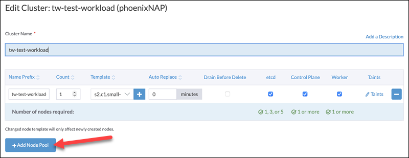 Adding a new node pool in Rancher.