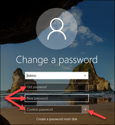 Changing the Admin password in Windows.