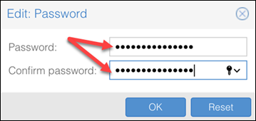 Editing password in Proxmox.