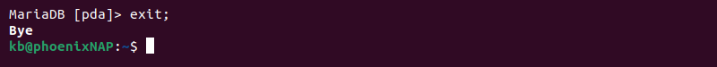 database exit terminal return