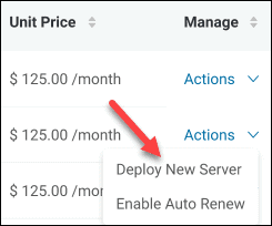 Deploy New Server using an existent reservation