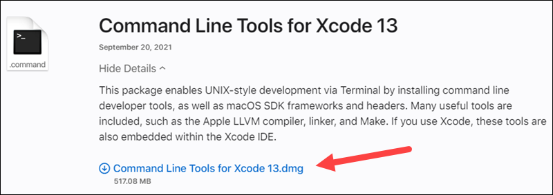 Download Command Line Tools for Xcode on macOS.