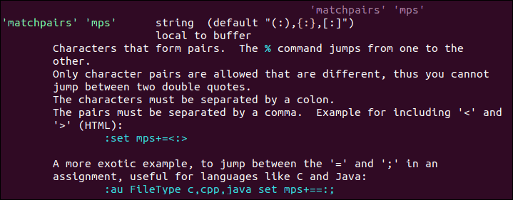 Commands for finding matchpairs in Vim.