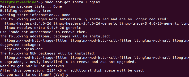 Installing Nginx with the Ubuntu terminal