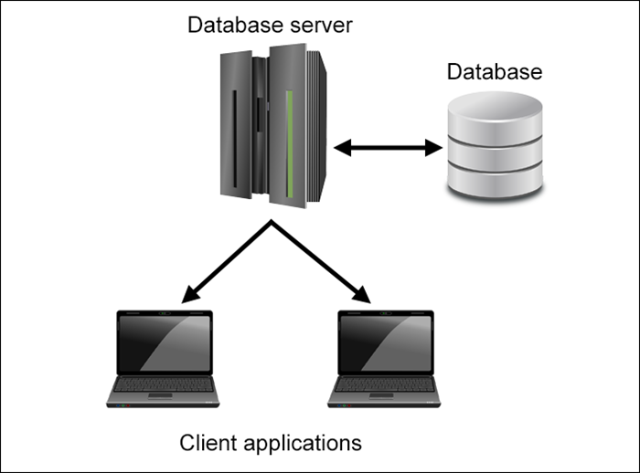 An illustration of how a database server works.