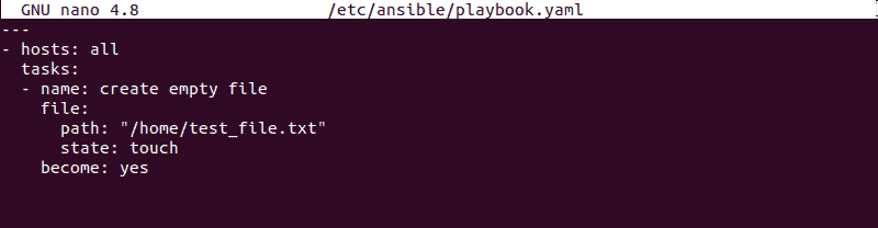 Creating an empty file in Ansible