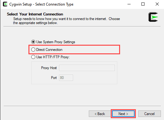 Setting up internet connection