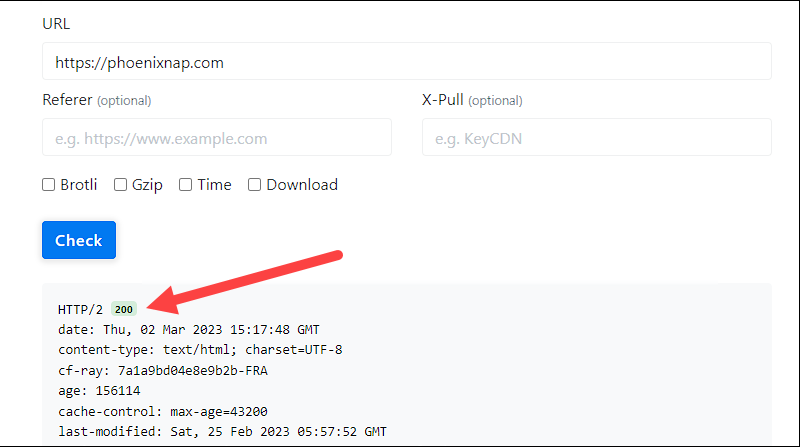 how to check http status code using aonline http header checker