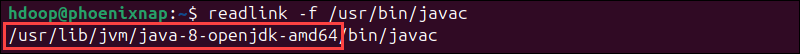 Path to OpenJDK directory that need to be added to the $JAVA_HOME variable in Hadoop.