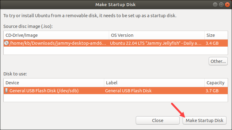 make startup usb ubuntu 22.04