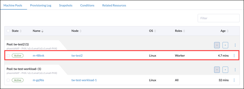 A new active node pool in Rancher.