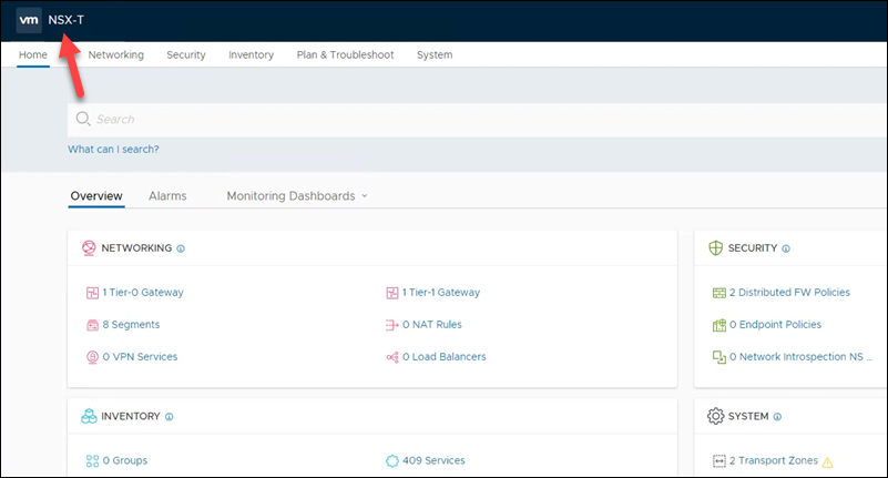 NSX-T Manager interface