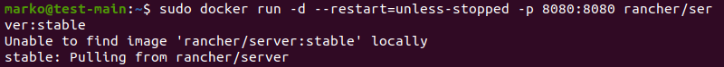 Installing Rancher using Docker on Ubuntu.