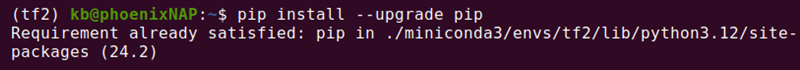 pip install --upgrade pip already satisfied terminal output