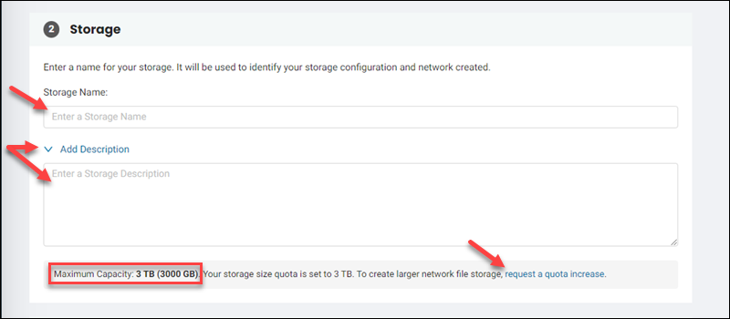 Storage info entry UI