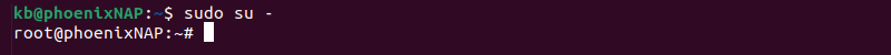 sudo su - terminal output