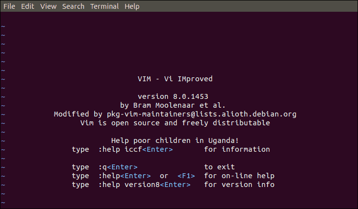 screenshot of the vim text editor